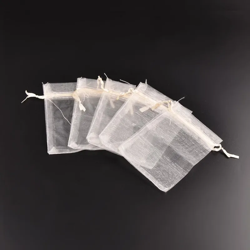 100 pc Organza Gift Bags with Drawstring, Jewelry Pouches, Wedding Party Christmas Favor Gift Bags, Red, 12x9cm