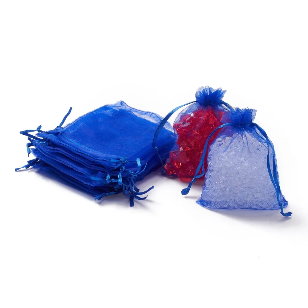 100 pc Organza Gift Bags with Drawstring, Jewelry Pouches, Wedding Party Christmas Favor Gift Bags, Red, 12x9cm