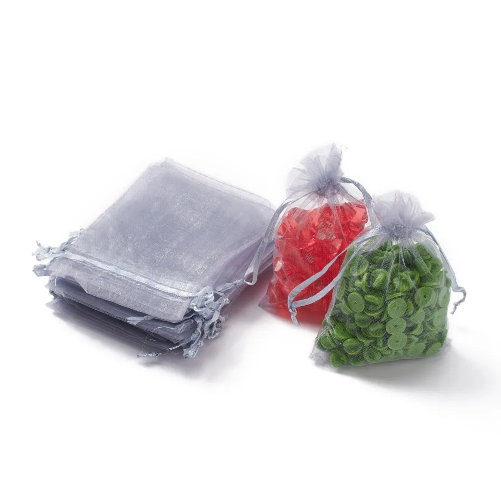 100 pc Organza Gift Bags with Drawstring, Jewelry Pouches, Wedding Party Christmas Favor Gift Bags, Red, 12x9cm