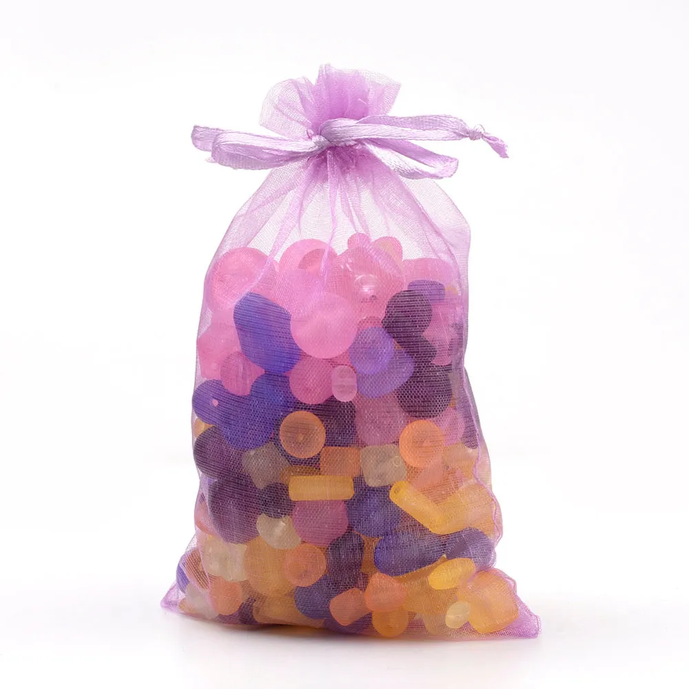 100 pc Organza Gift Bags with Drawstring, Jewelry Pouches, Wedding Party Christmas Favor Gift Bags, Red, 12x9cm