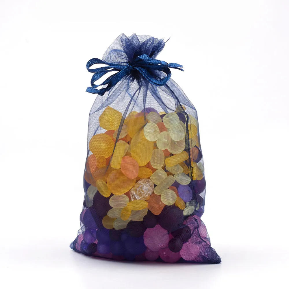 100 pc Organza Gift Bags with Drawstring, Jewelry Pouches, Wedding Party Christmas Favor Gift Bags, Red, 12x9cm
