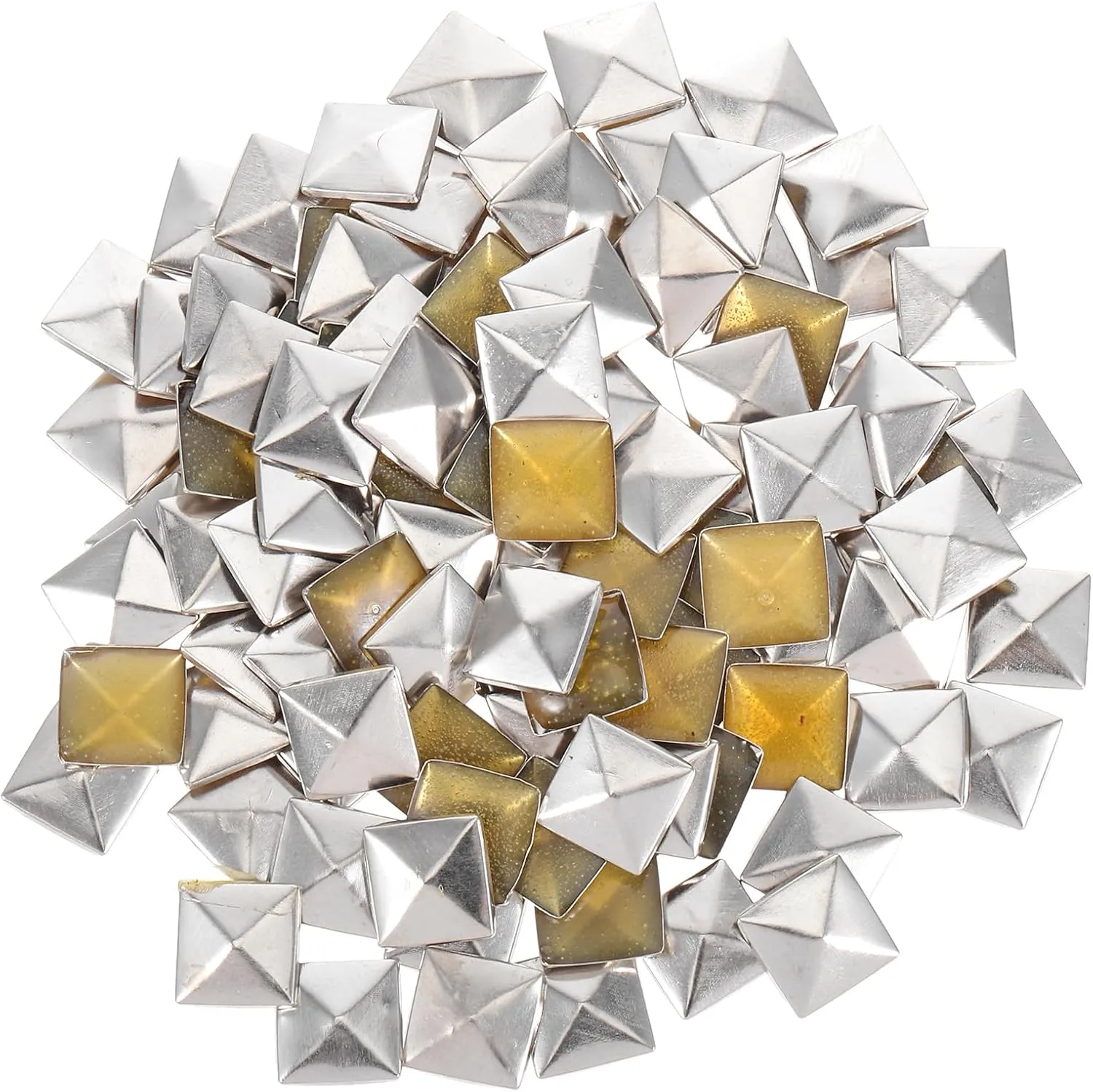 100 Pcs Silver Pyramid Spike Studs for Leathercraft Clothes Bags Shoes Belt DIY Decoration
