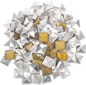 100 Pcs Silver Pyramid Spike Studs for Leathercraft Clothes Bags Shoes Belt DIY Decoration