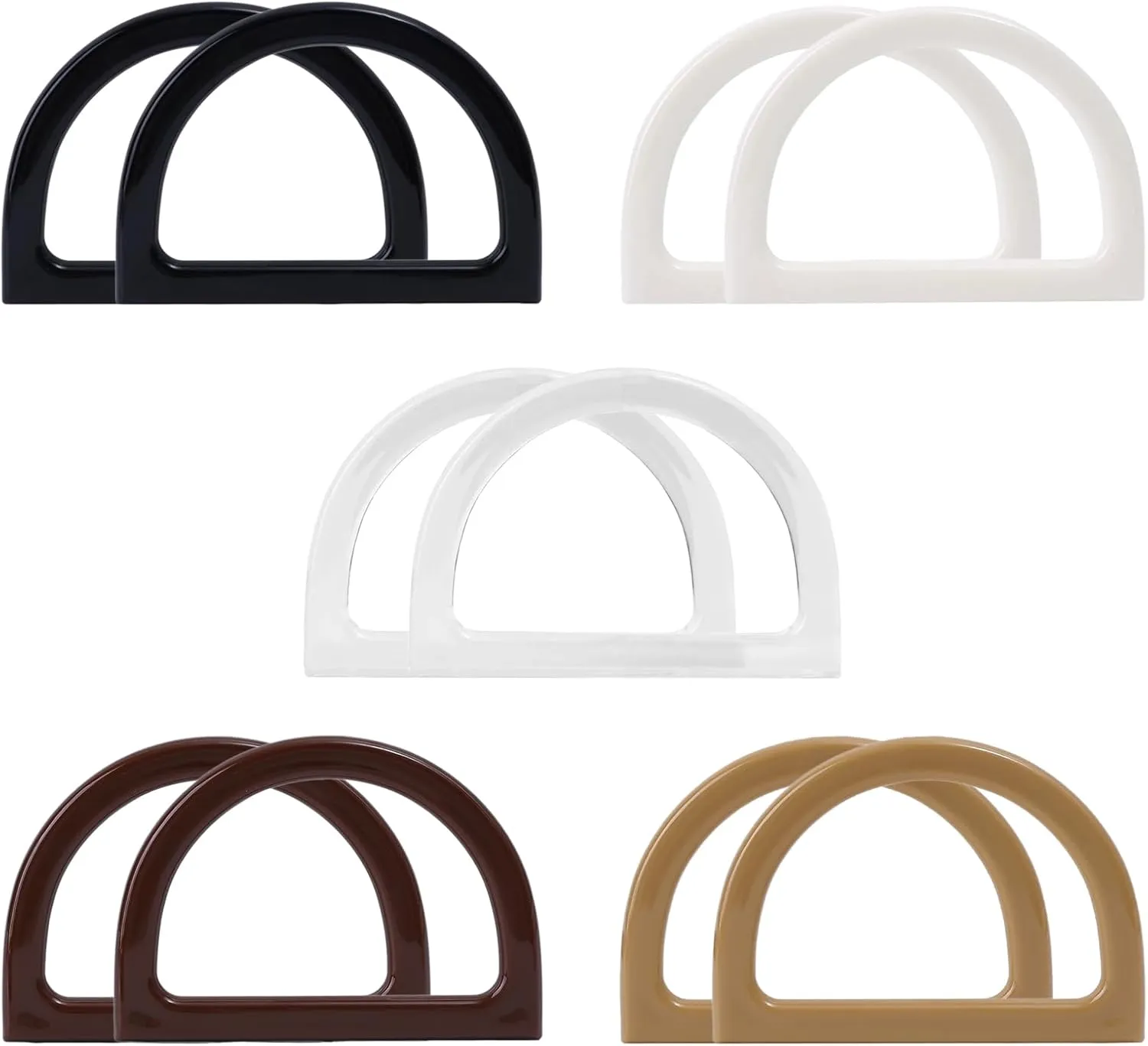 10Pcs D-Shaped Purse Replacement Handle, Bag Handles for Crochet Bags, Resin Purse Handles Decorative, Purse Making Supplies for Handmade Beach Bag Straw Bags Handbags Handles