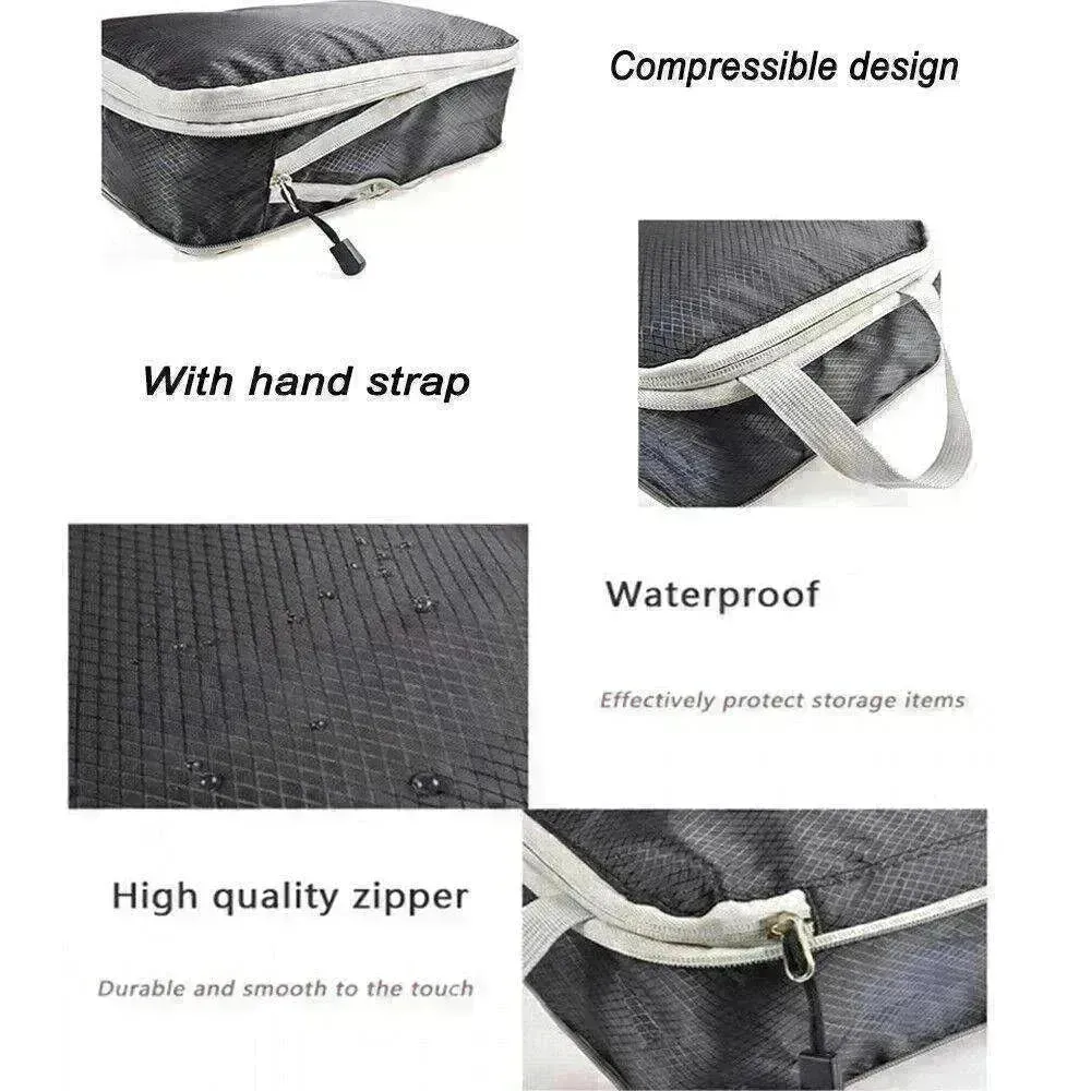 3Pcs Comp. Packing Cubes Expandable Travel Bags Organizer - Random Color
