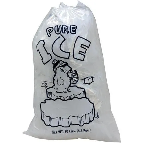 8 lb. Plastic Ice Bags with Drawstring "PURE ICE"