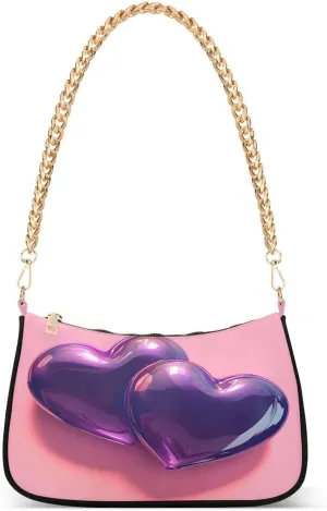 ALAZA Lovely Heart Balloon Chian Shoulder Bag Handbags Tote Mini Clutch Purse Hobo Bag with Zipper Closure for Women