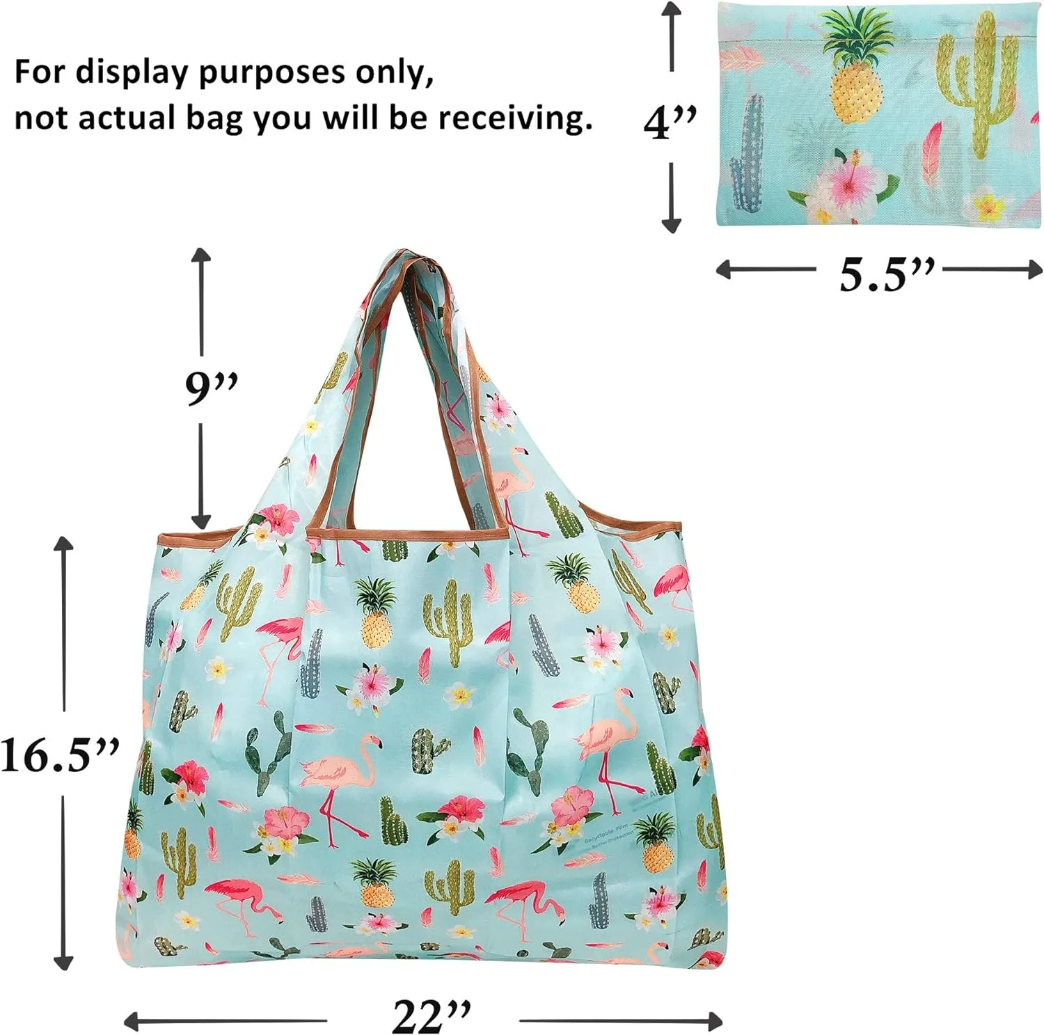 allydrew Large Foldable Tote Nylon Reusable Grocery Bag, Set of 2