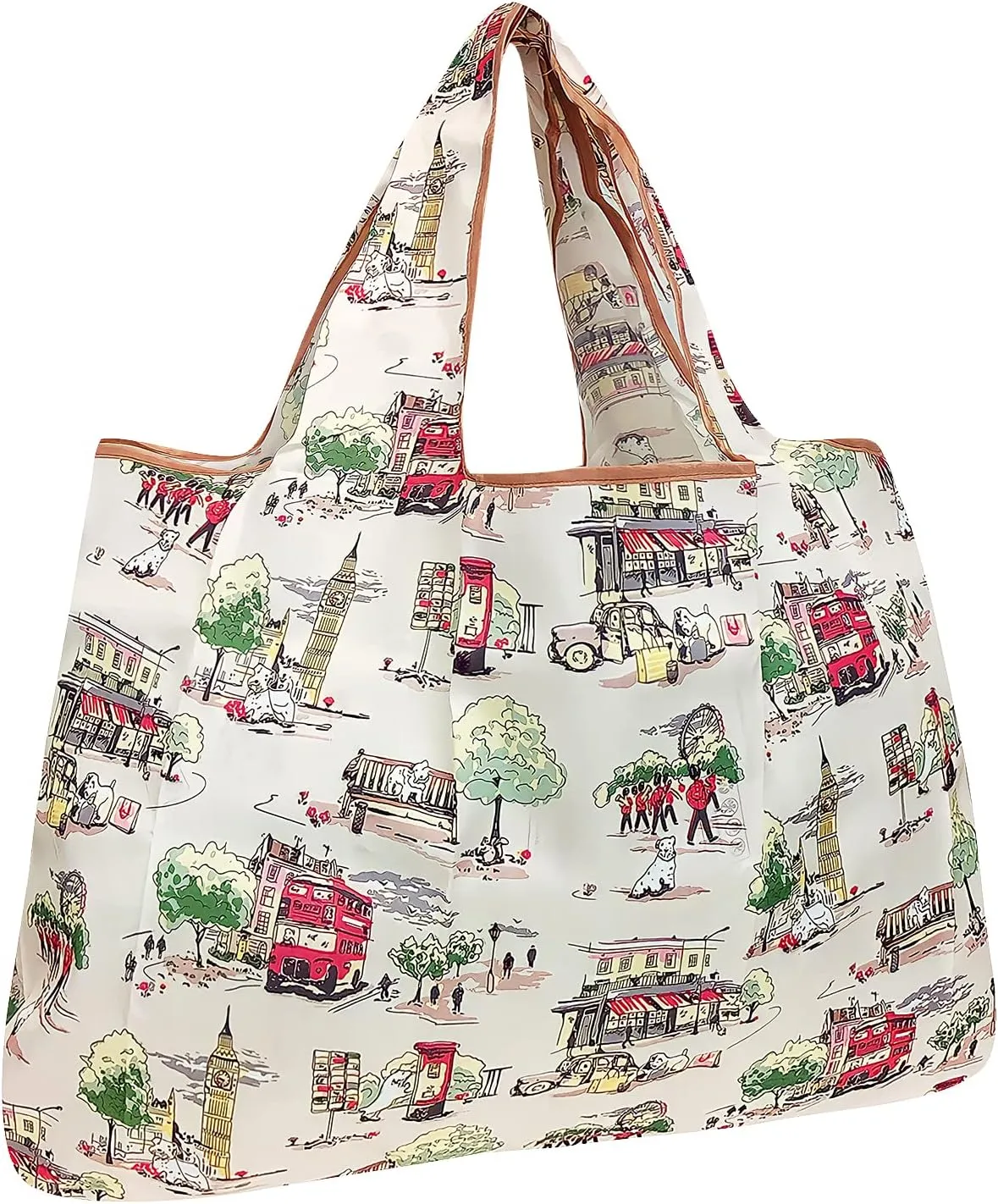allydrew Large Foldable Tote Nylon Reusable Grocery Bag, Set of 2