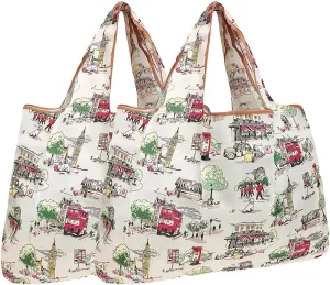 allydrew Large Foldable Tote Nylon Reusable Grocery Bag, Set of 2