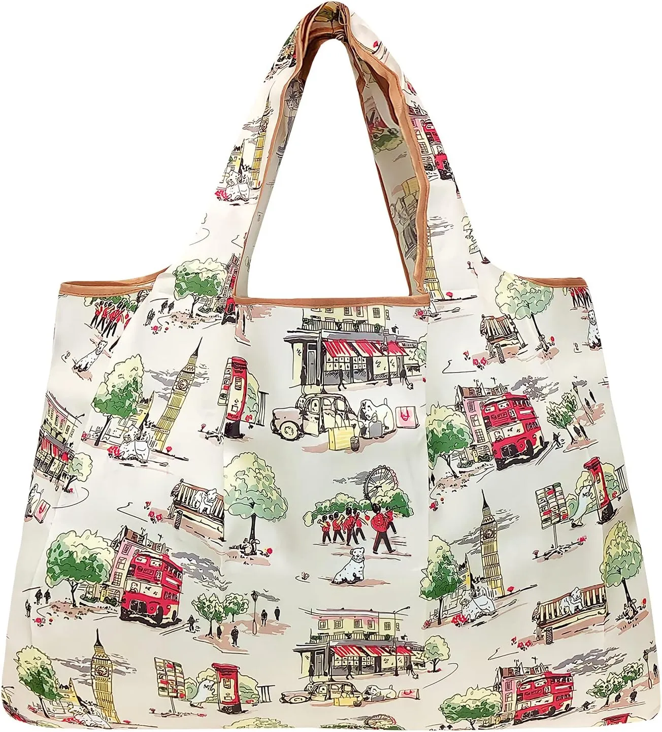 allydrew Large Foldable Tote Nylon Reusable Grocery Bag, Set of 2