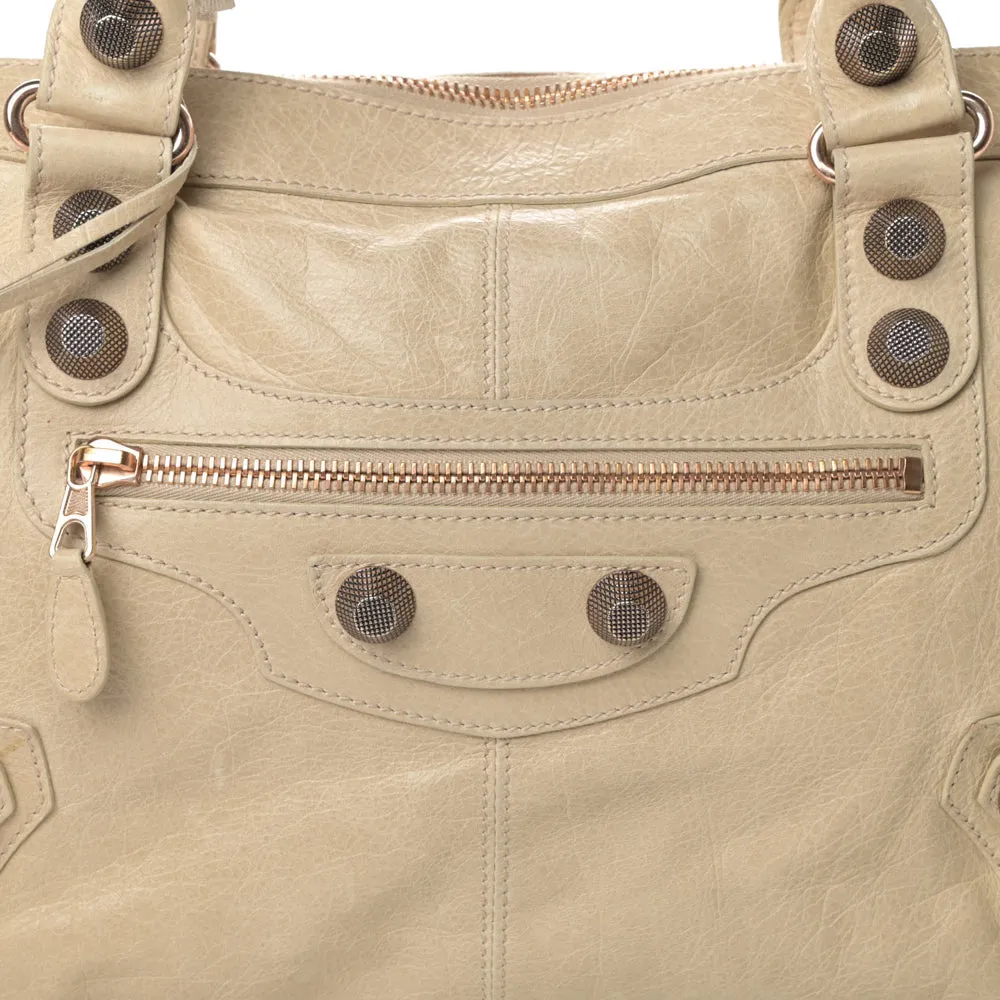 Balenciaga Praline Lambskin Leather Giant 21 Rose Gold Work Bag
