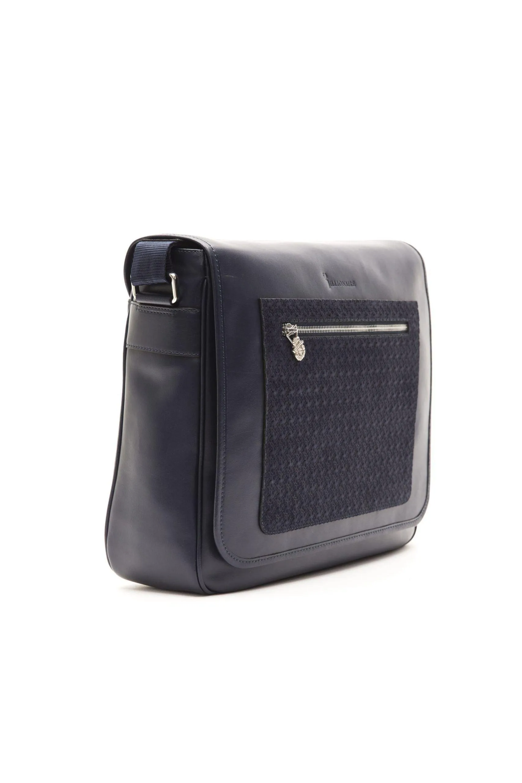 Billionaire Italian Couture Blue Leather Messenger Bag