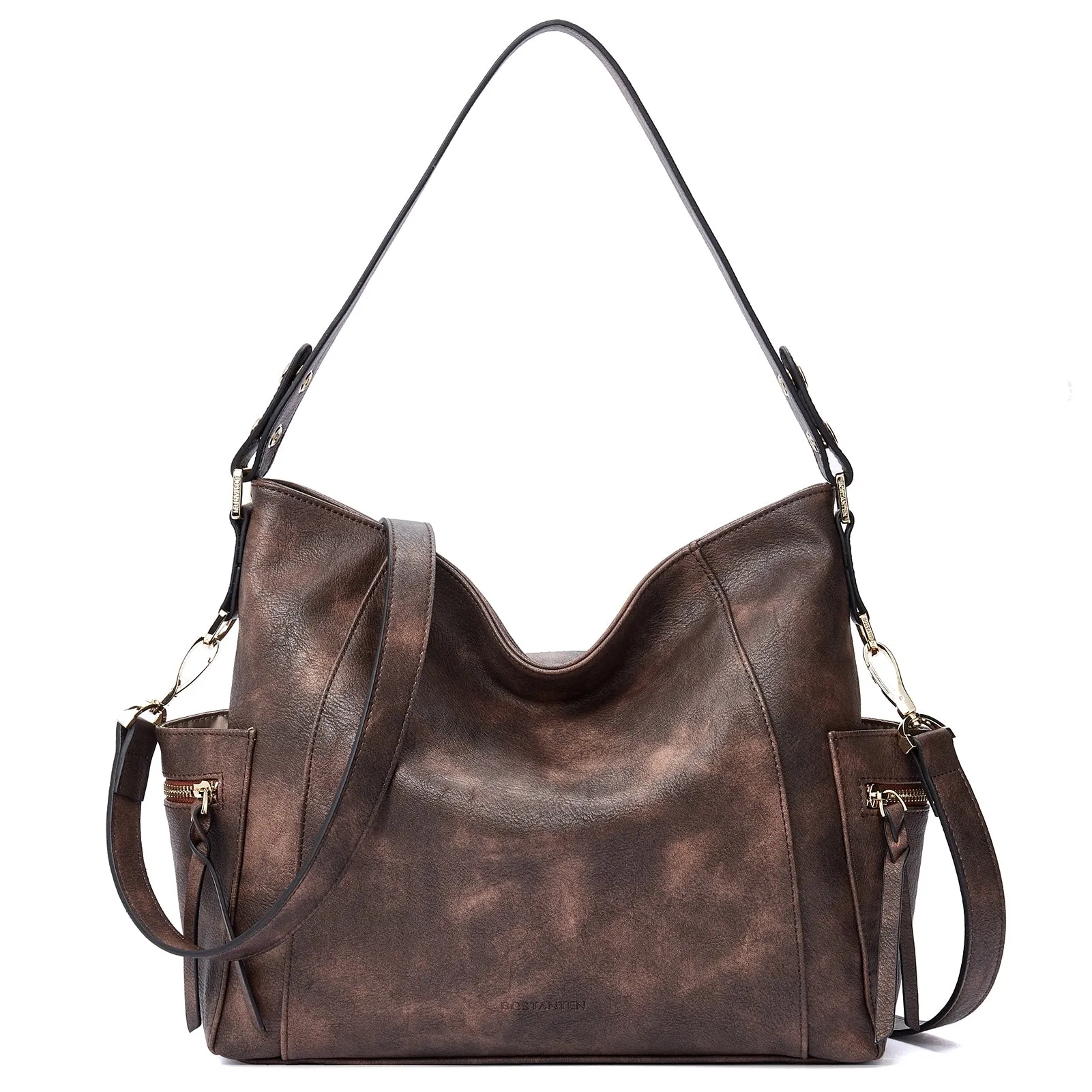 BOSTANTEN Genuine Leather Hobo Handbags Designer Shoulder Tote Purses Crossbody Large Bag for Women