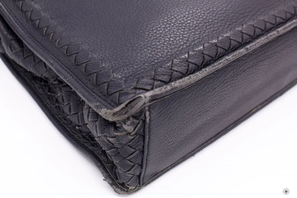Bottega Veneta Vintage Briefcase Black Lambskin Briefcases