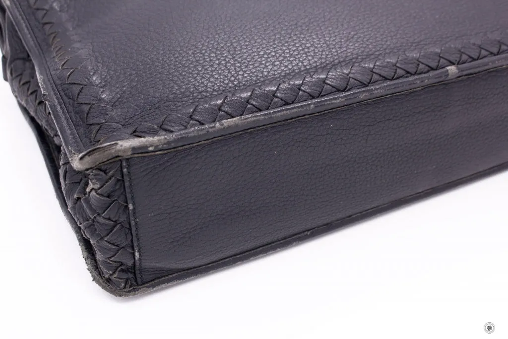Bottega Veneta Vintage Briefcase Black Lambskin Briefcases