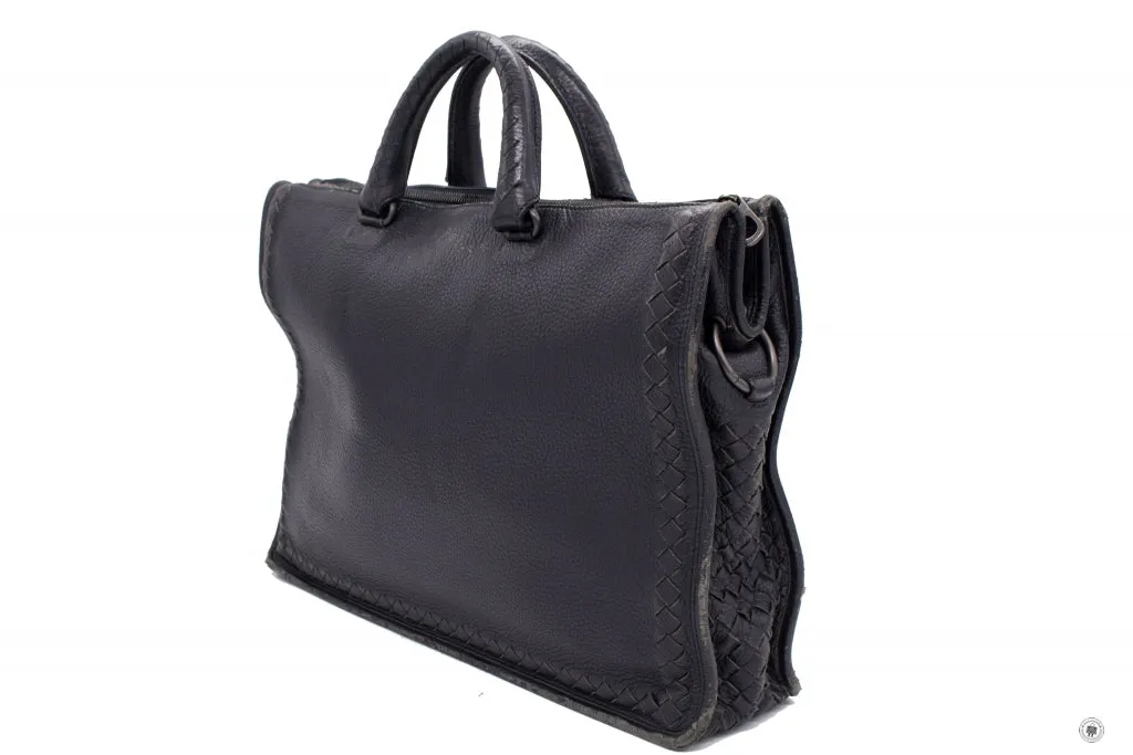 Bottega Veneta Vintage Briefcase Black Lambskin Briefcases