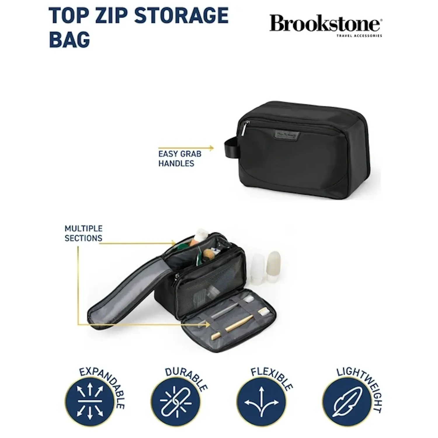 Brookstone Large Travel Storage Bag for Cosmetics - Toiletries Pouch
