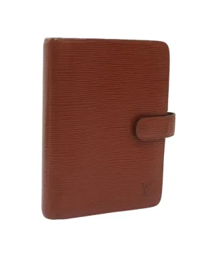 Brown Epi Leather Day Planner Cover with Clasp Closure