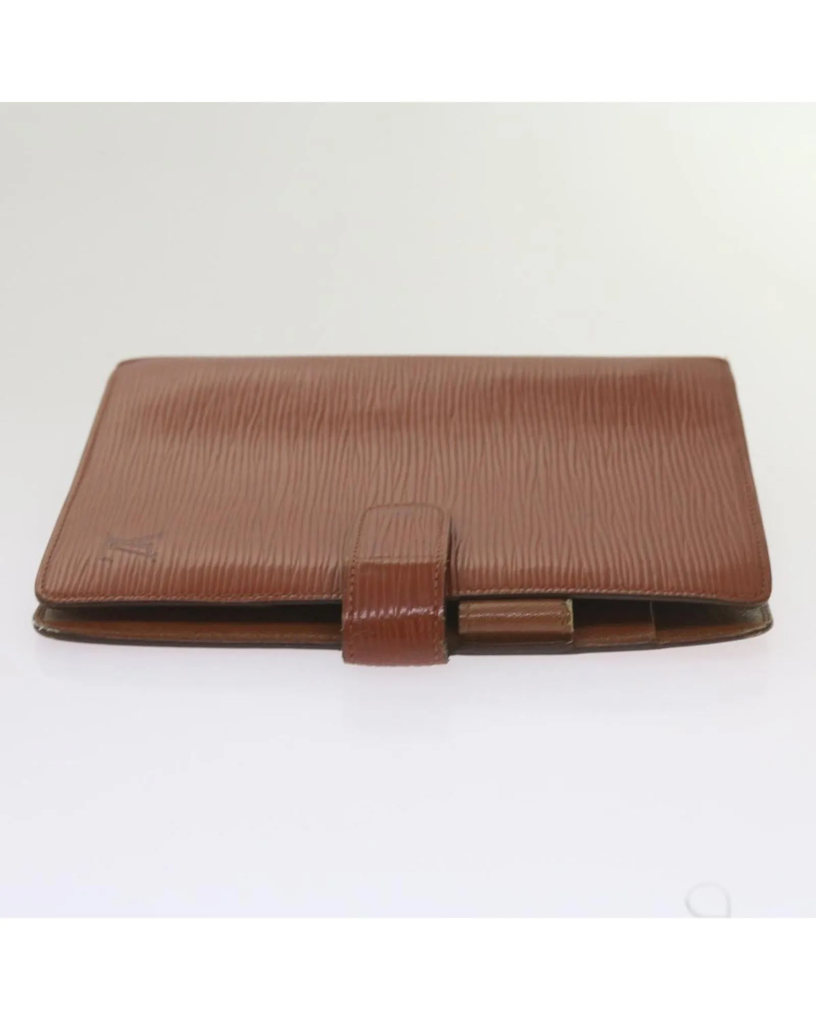 Brown Epi Leather Day Planner Cover with Clasp Closure