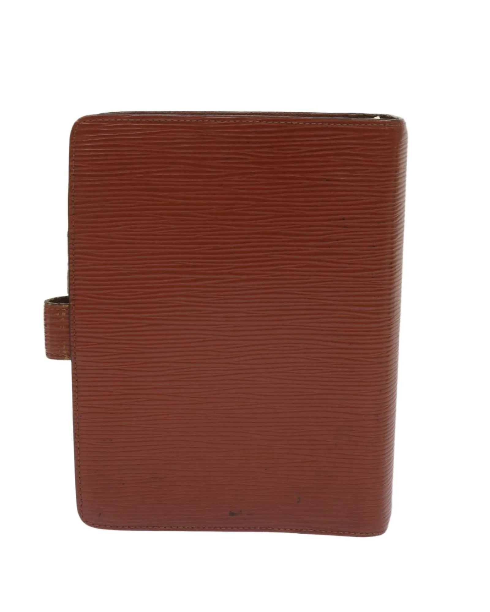 Brown Epi Leather Day Planner Cover with Clasp Closure