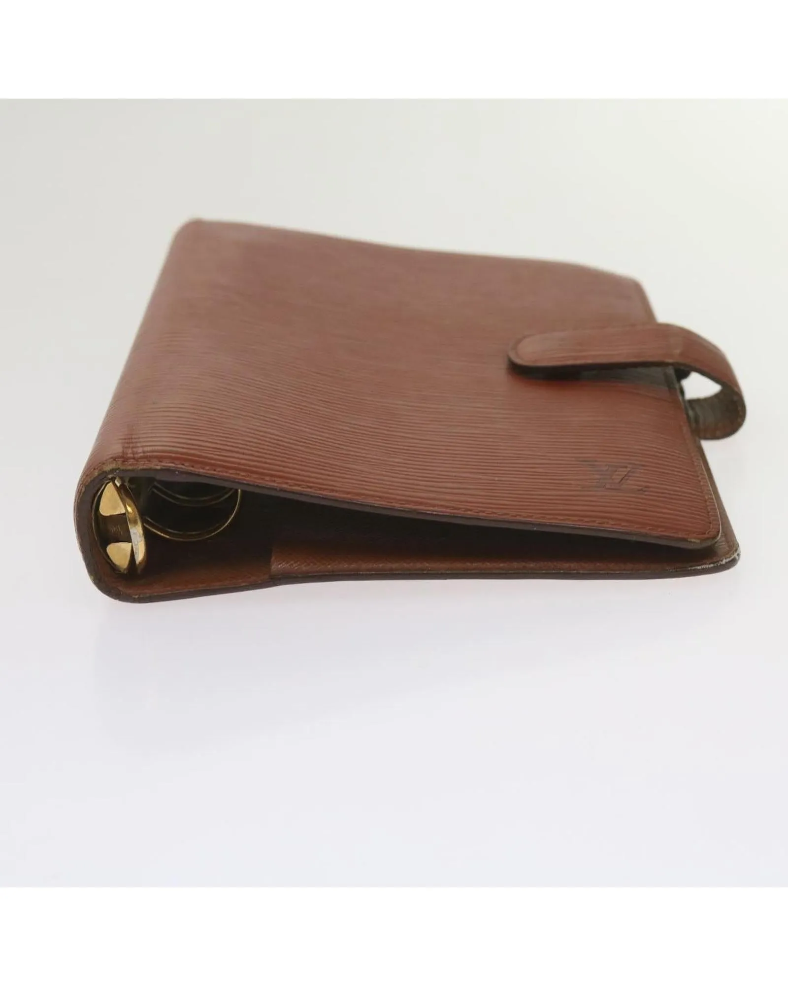 Brown Epi Leather Day Planner Cover with Clasp Closure