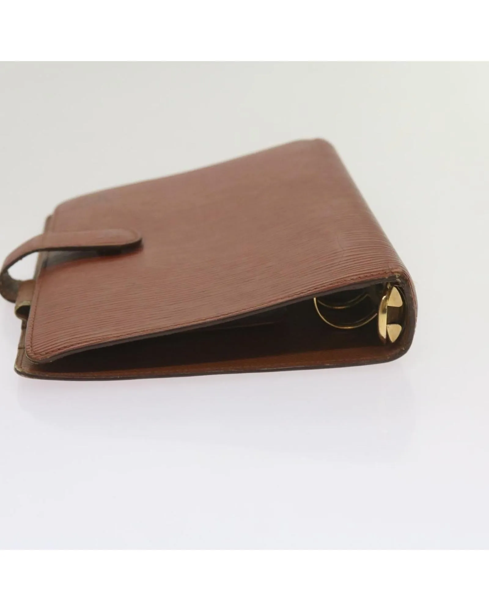 Brown Epi Leather Day Planner Cover with Clasp Closure
