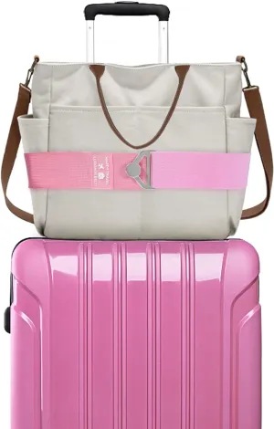 Bylion 2-in-1 Travel Belt for Luggage, Luggage Straps for Add a Bag Adjustable Suitcase Straps with Alloy Buckle Elastic Bungees Belt Hands-Free for Airport, Personalized Travel Accessories (Pink)