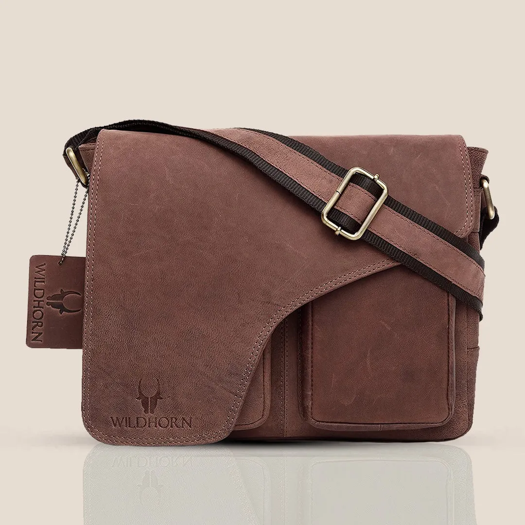 CAISTOR Leather Messenger Bag for Men