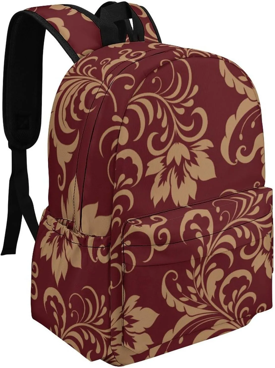 Chestnut Colored Flower Burgundy Casual Lightweight Large Capacity Travel Backpack Unisex