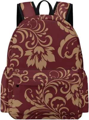 Chestnut Colored Flower Burgundy Casual Lightweight Large Capacity Travel Backpack Unisex