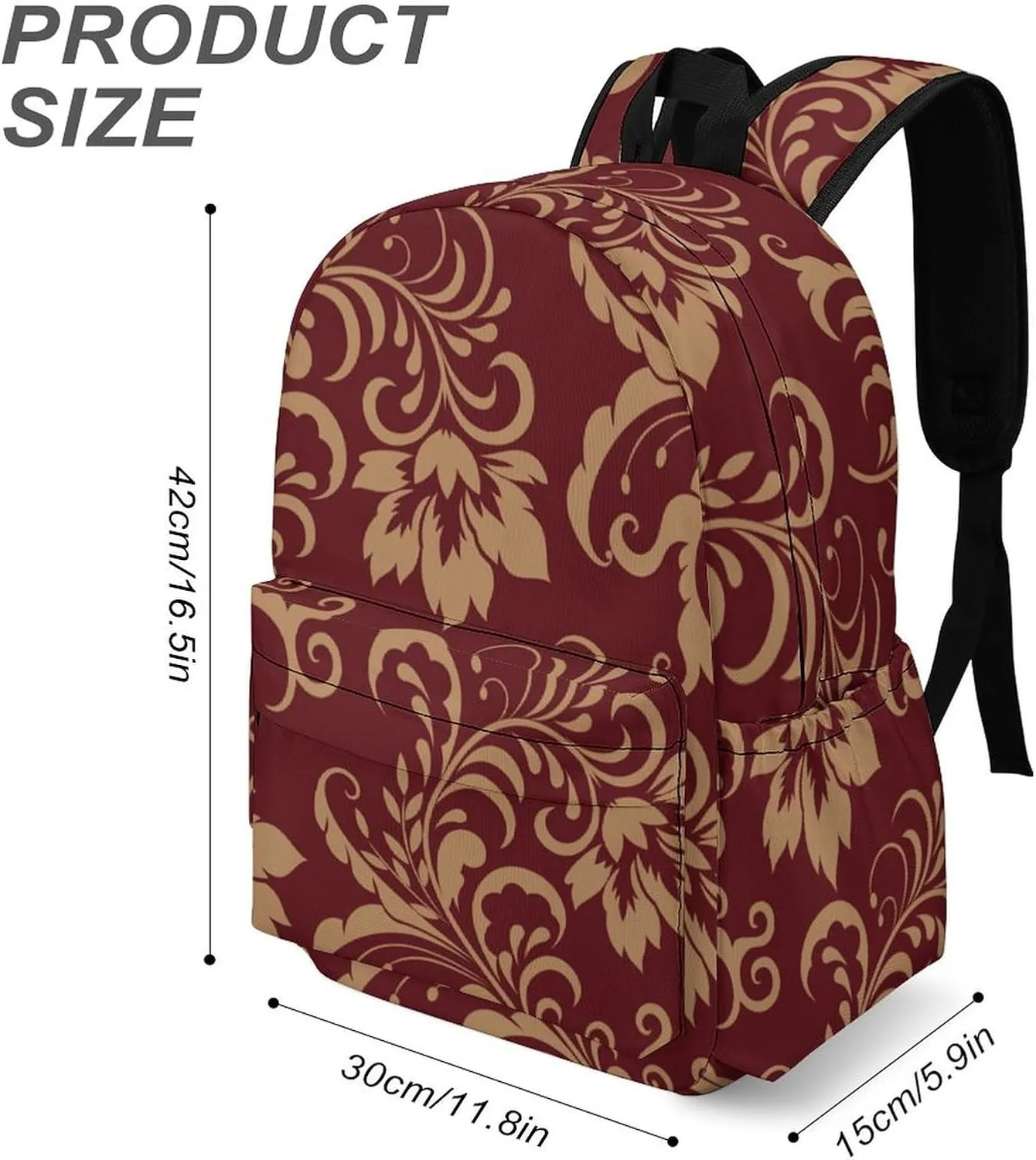 Chestnut Colored Flower Burgundy Casual Lightweight Large Capacity Travel Backpack Unisex