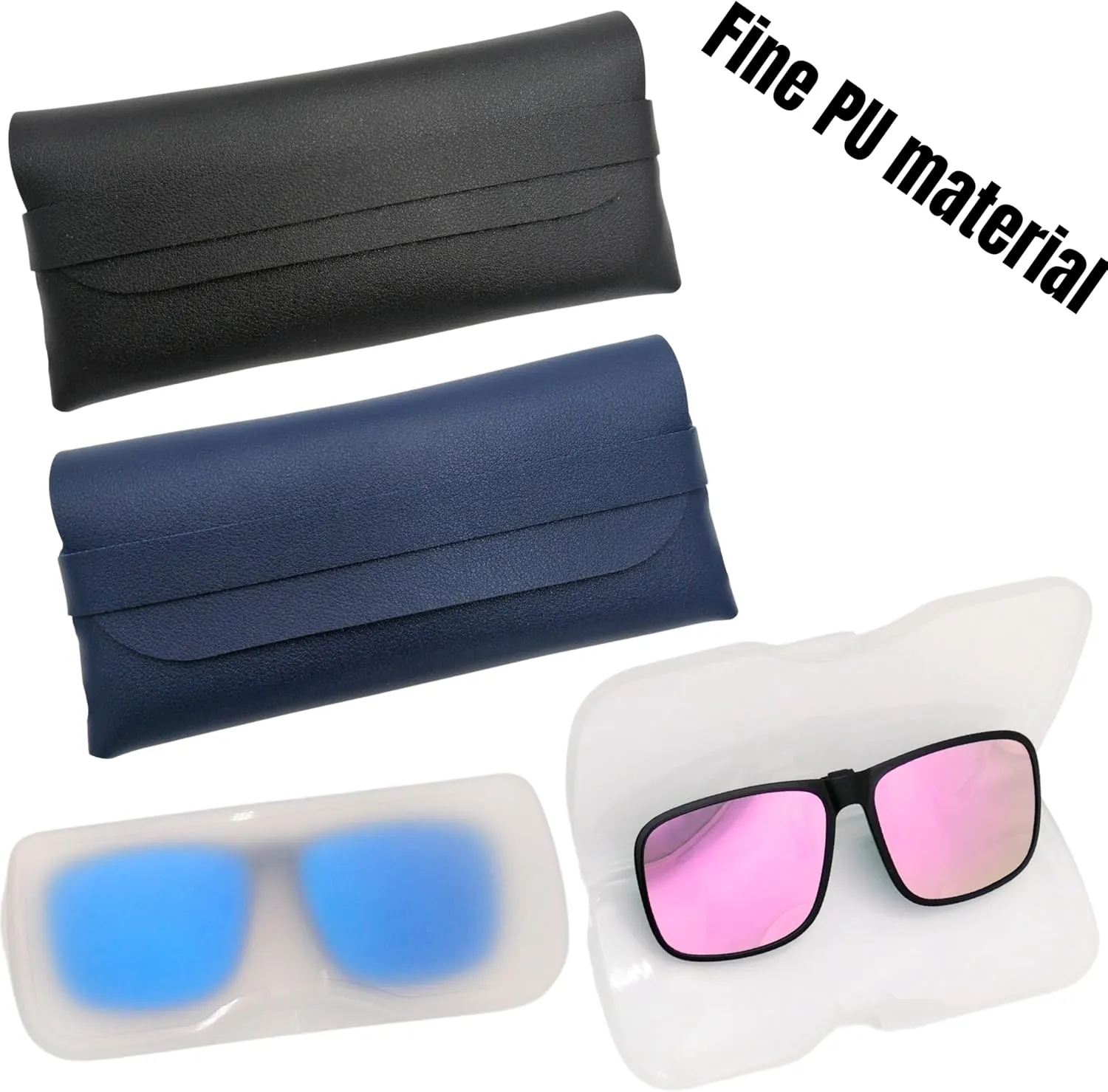 Clip on Glasses Case Pouch Hard Shell, Case for Clip on Sunglasses, Clip-on Sunglasses Clear Box, Thin Flat Glasses Storage