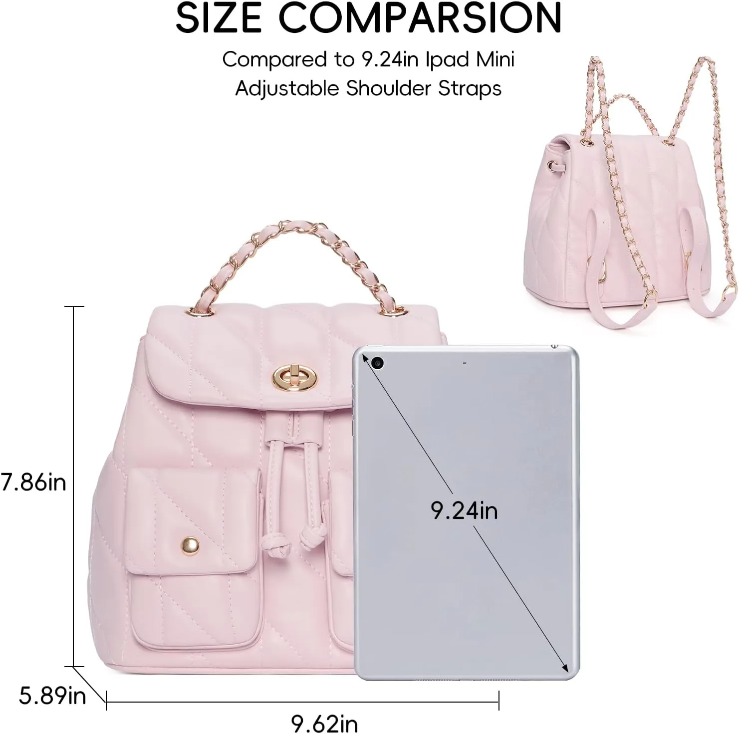 CLUCI Small Backpack Purse for Women,Mini Vegan Leather Tabby Backpack for Woman Quilted Bookbag Crossbody Bag