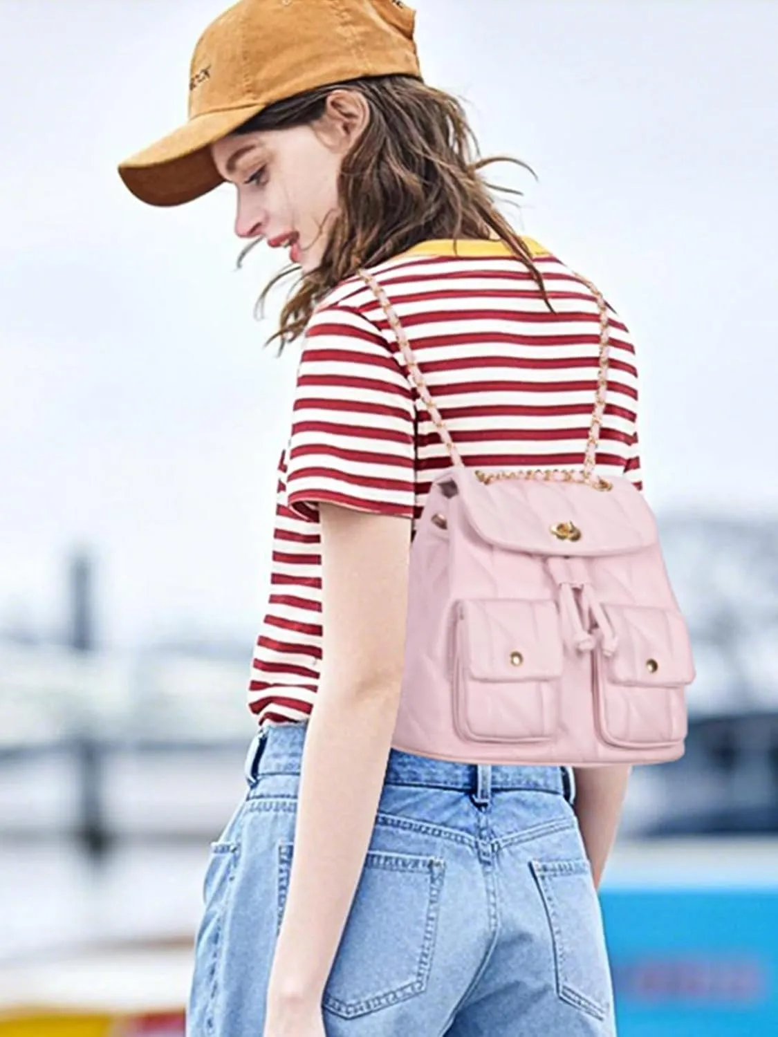 CLUCI Small Backpack Purse for Women,Mini Vegan Leather Tabby Backpack for Woman Quilted Bookbag Crossbody Bag