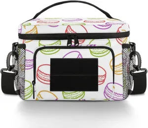 Colorful Macaron Pattern Tactical Lunch Bag Wild-Open Lunch Tote for Adults to Work Picnic Leakproof Meal Prep Lunch Cooler Bag Tactical Lunch Box for Men