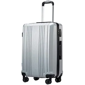 Coolife Luggage Expandable(only 28") Suitcase PC ABS with TSA Lock Spinner 20in 24in 28in (sliver, L(28IN))
