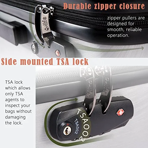 Coolife Luggage Expandable(only 28") Suitcase PC ABS with TSA Lock Spinner 20in 24in 28in (sliver, L(28IN))