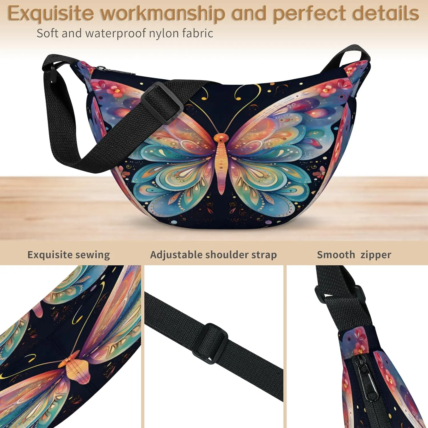 Crescent Crossbody Bag for Women Men, Lightweight Small Sling Hobos Dumpling Bag Crescent Purse, Crescent Moon Bags