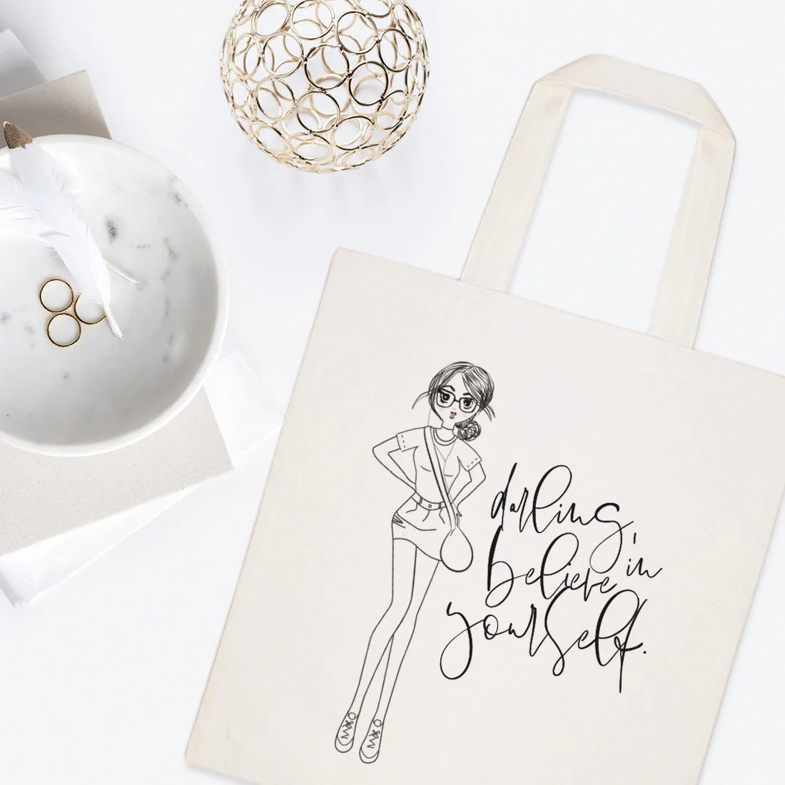 Darling, Believe in Yourself Cotton Canvas Tote Bag by The Cotton & Canvas Co.