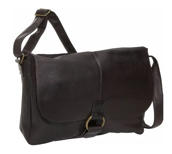 David King & Co. 199 Leather East/West 1/2 Flap Messenger Bag with Large Ring- $155.00
