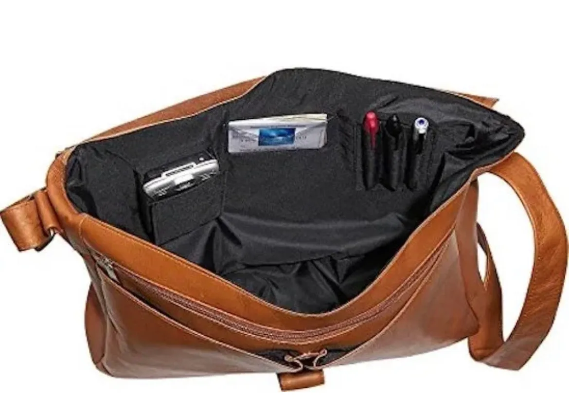 David King & Co. 199 Leather East/West 1/2 Flap Messenger Bag with Large Ring- $155.00