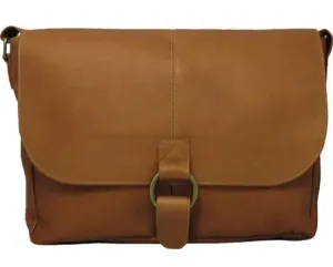 David King & Co. 199 Leather East/West 1/2 Flap Messenger Bag with Large Ring- $155.00