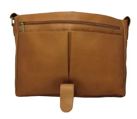 David King & Co. 199 Leather East/West 1/2 Flap Messenger Bag with Large Ring- $155.00