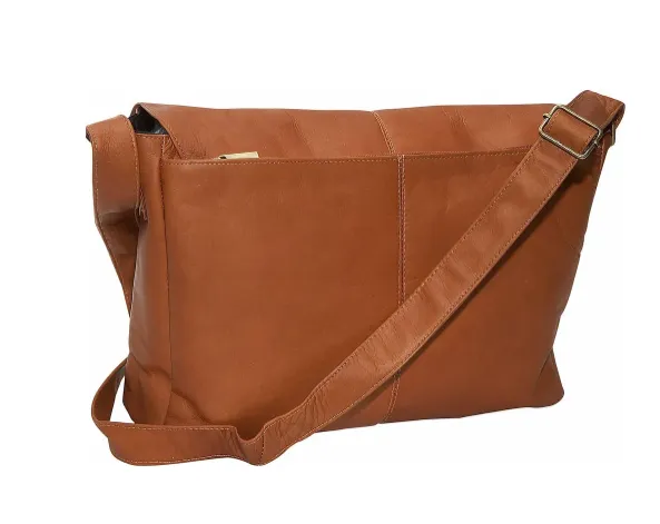 David King & Co. 199 Leather East/West 1/2 Flap Messenger Bag with Large Ring- $155.00