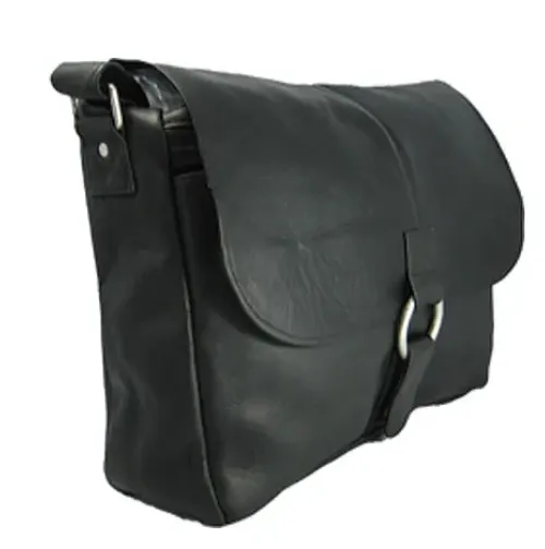 David King & Co. 199 Leather East/West 1/2 Flap Messenger Bag with Large Ring- $155.00