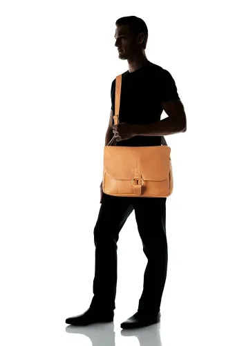 David King & Co. 199 Leather East/West 1/2 Flap Messenger Bag with Large Ring- $155.00