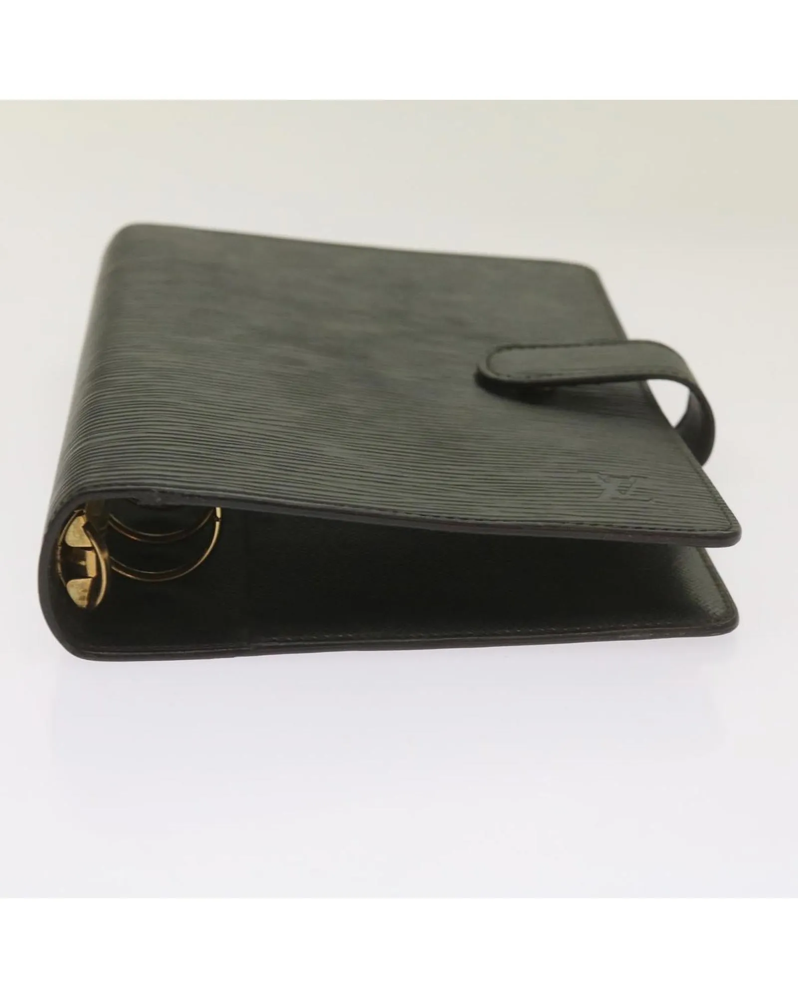 Epi Leather Day Planner Cover with Accessories and Storage Pocket - Black