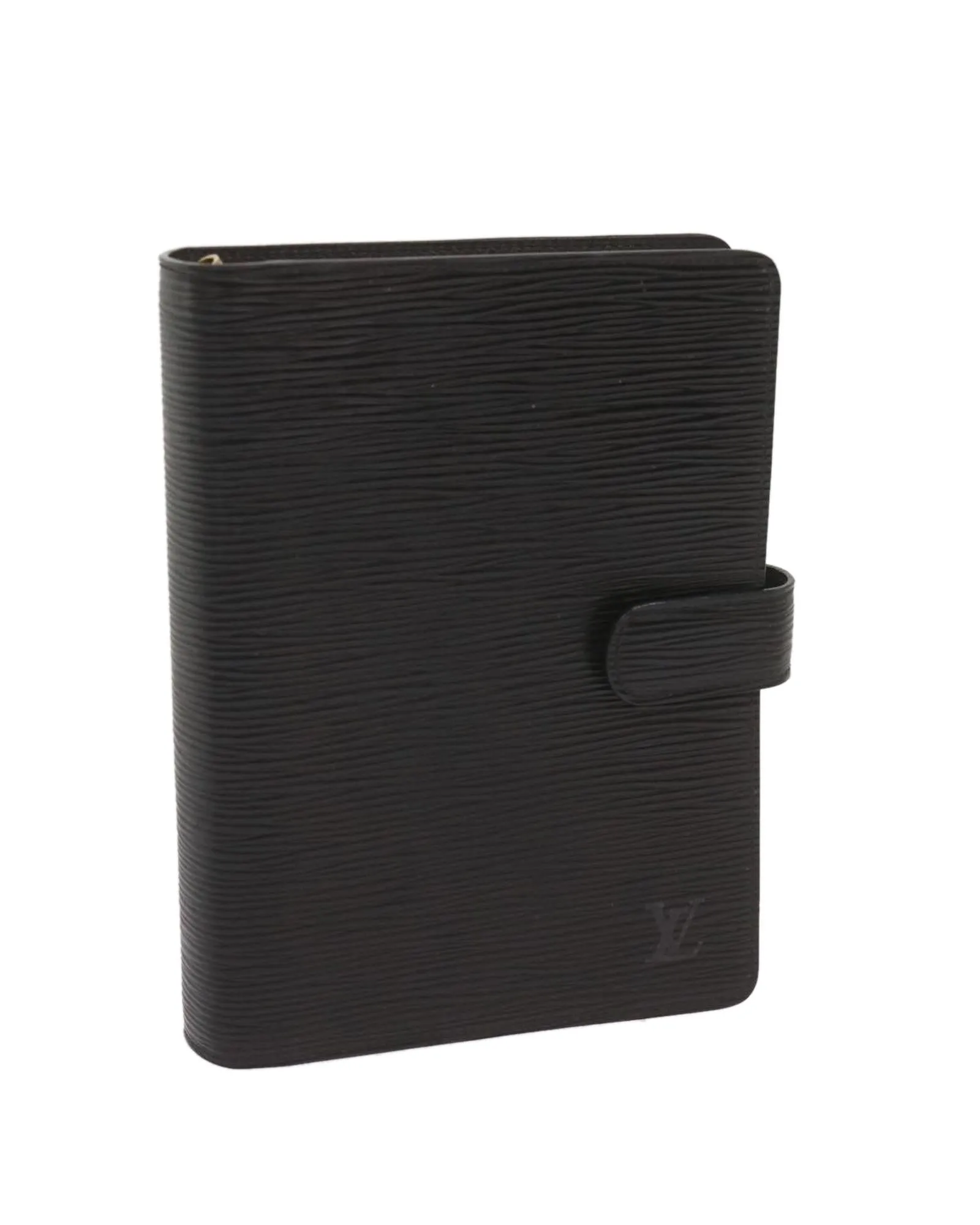 Epi Leather Day Planner Cover with Accessories and Storage Pocket - Black