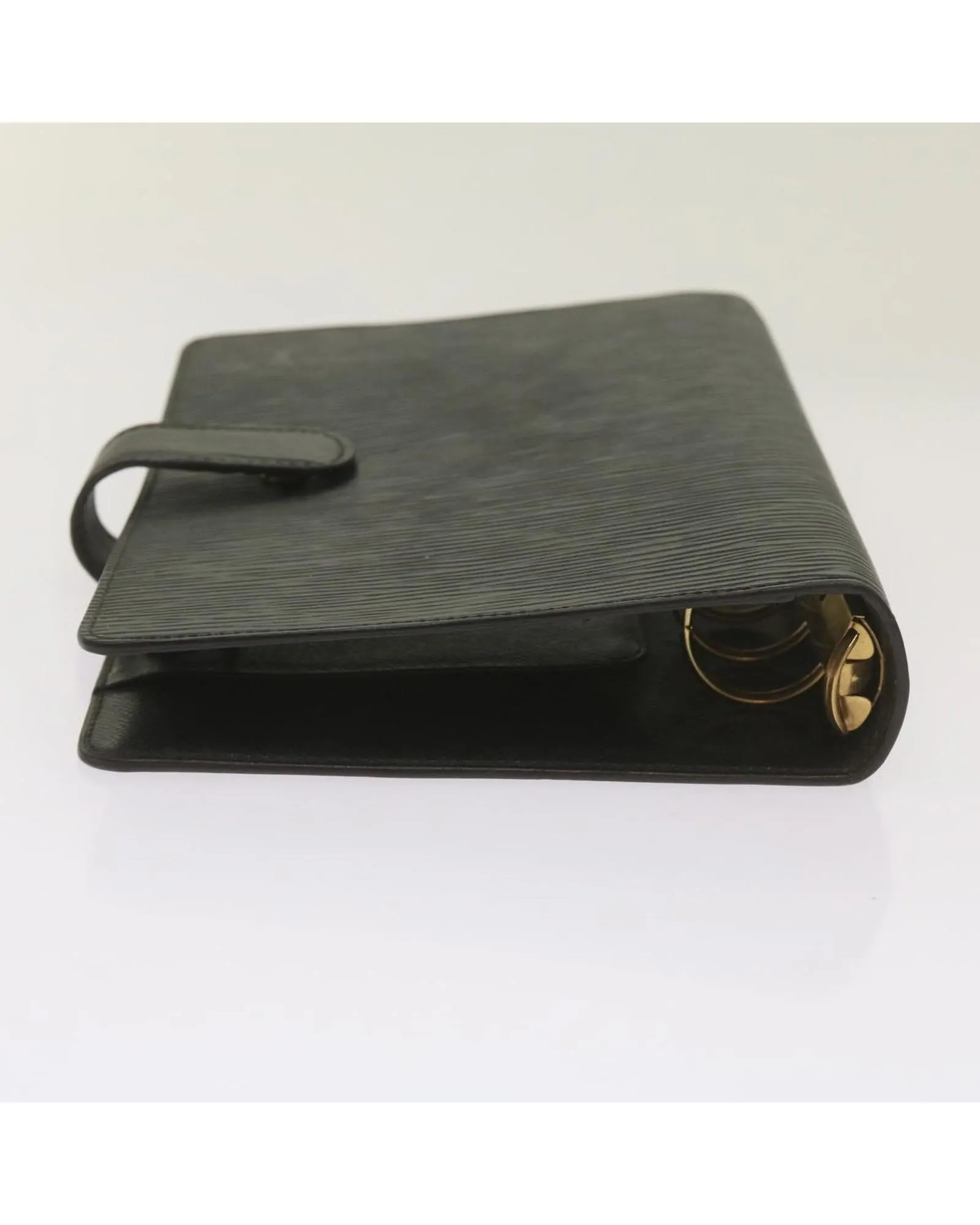 Epi Leather Day Planner Cover with Accessories and Storage Pocket - Black